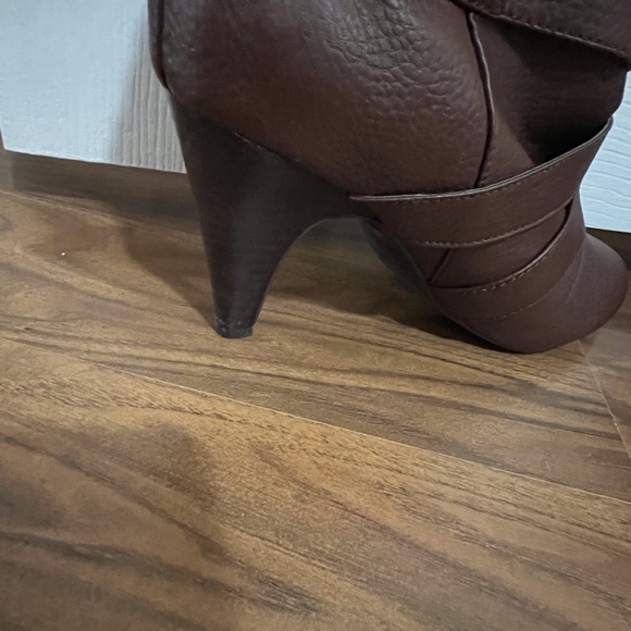 Colin Stuart Brown Leather Fur Bootie Boots Size 8 - Picture 6 of 9